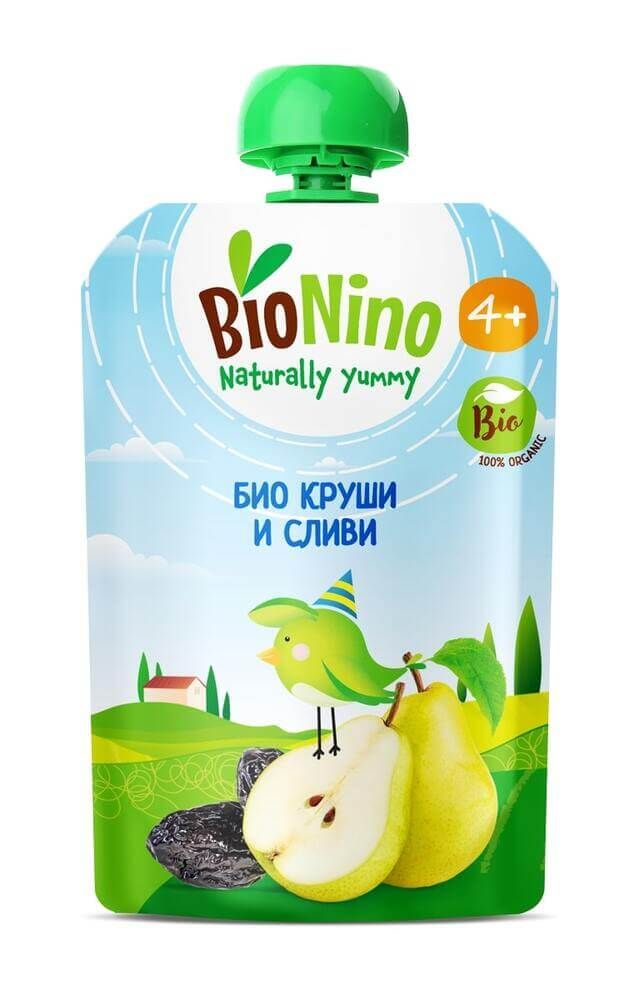 BioNino Био Плодова закуска Круши и Сливи 4М+ 90 г