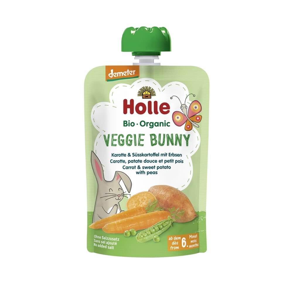 Holle Био пауч зеленчуков моркови, сладък картоф и грах 6М+ 100 гр