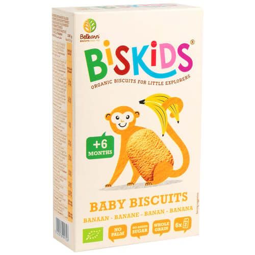 Belcorn Био детски бисквити с вкус на банан 6М+ 120 гр