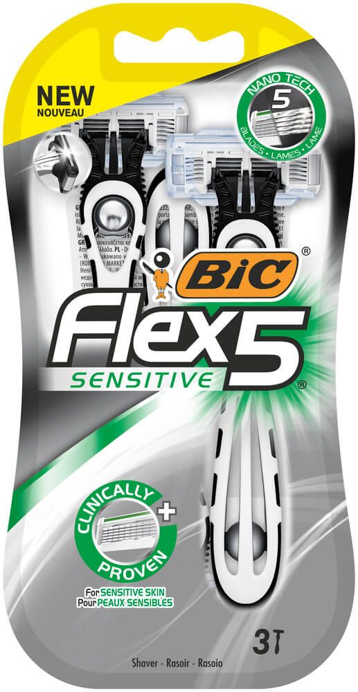 Bic Flex 5 Sensitive Самобръсначка за еднократна употреба за мъже с чувствителна кожа х 3 броя