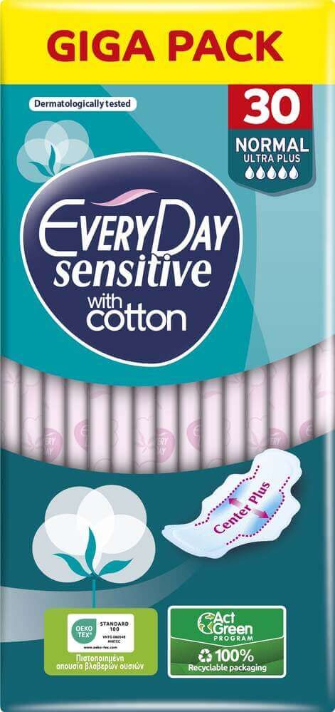 Everyday Sensitive Normal Ultra Plus Дамски превръзки с крилца х 30 броя