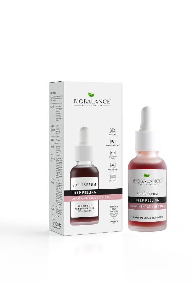 BioBalance Супер серум за дълбок пилинг с AHA 10% + BHA 2% + червени водорасли 30 мл
