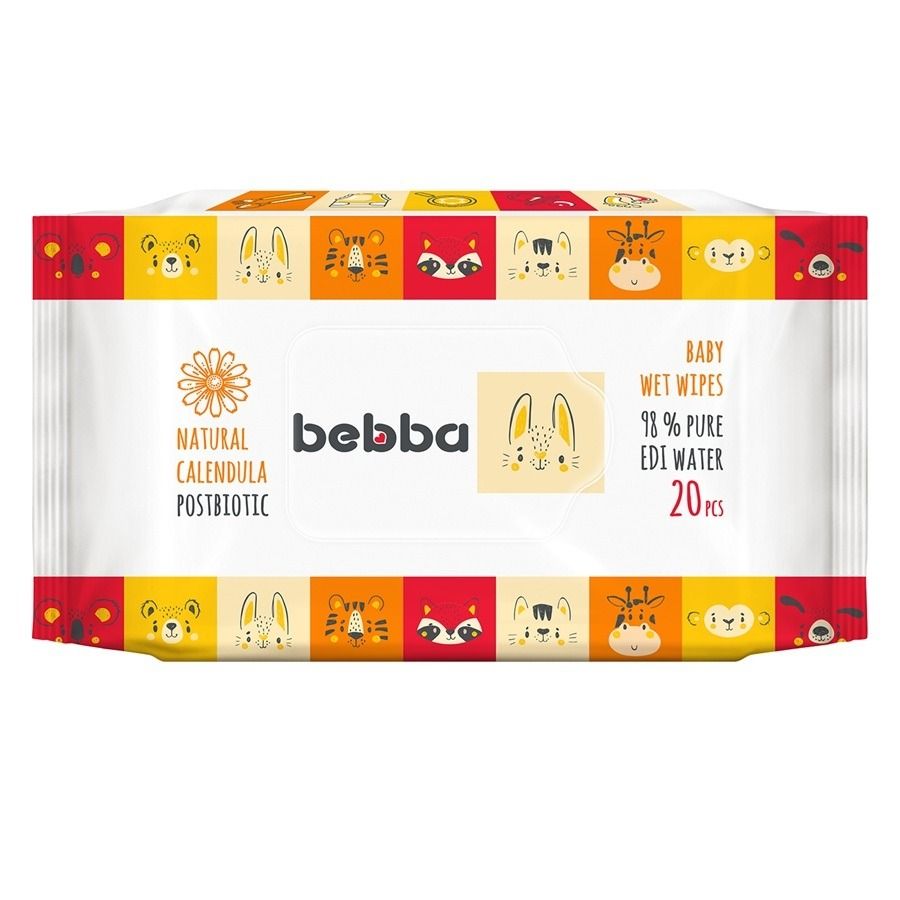 Bebba Мокри кърпички с невен и постбиотик 20 бр
