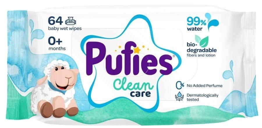 Pufies Clean Care Бебешки мокри кърпички с 99% вода х 64 бр