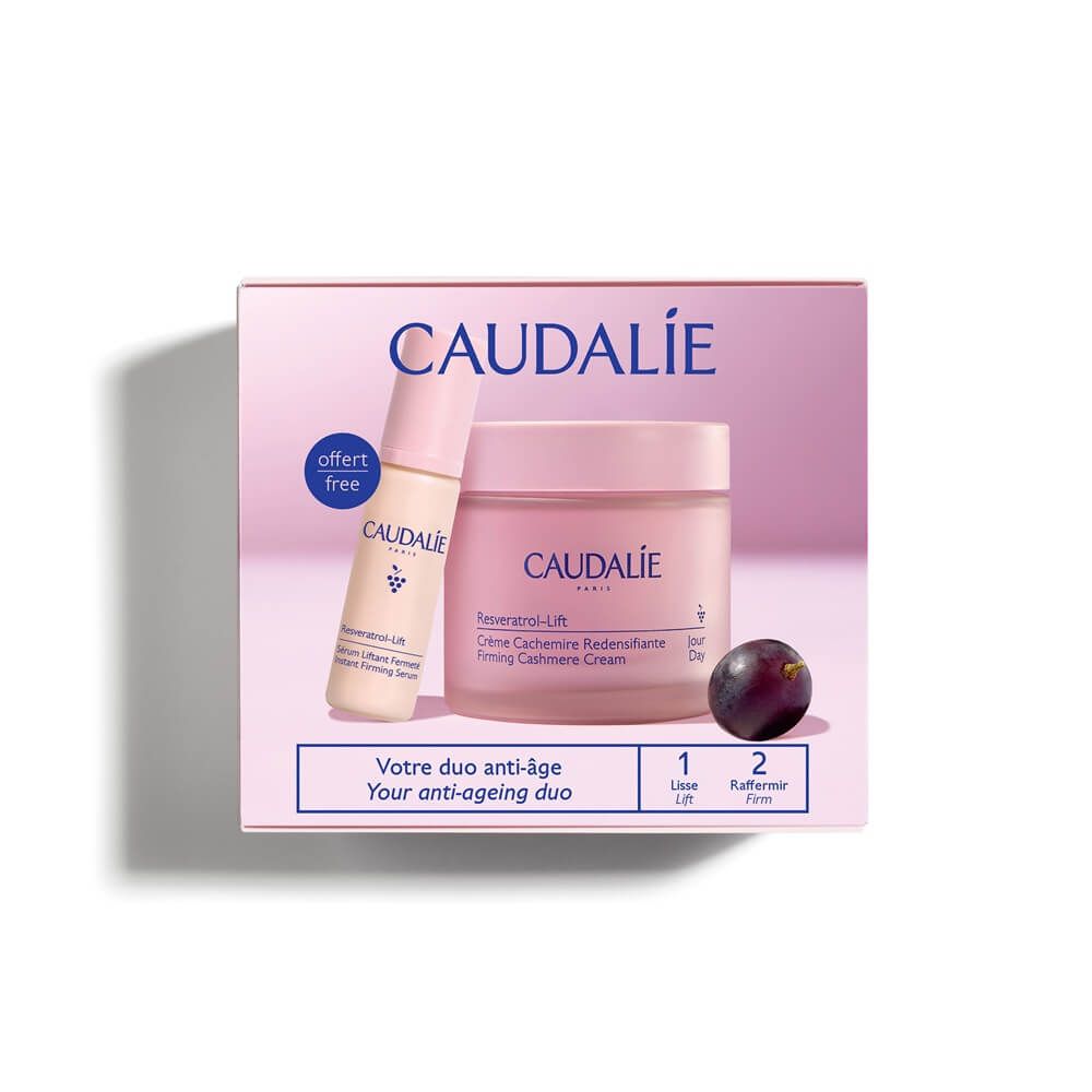Caudalie Resveratrol-Lift Стягащ кашмирен крем 50 мл + Моментално стягащ серум 10 мл Комплект