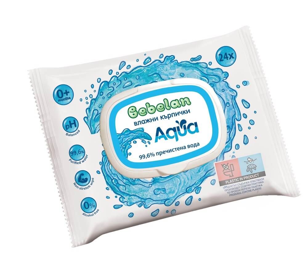 Bebelan Aqua Бебешки мокри кърпи с 99.6 % вода х 24 броя