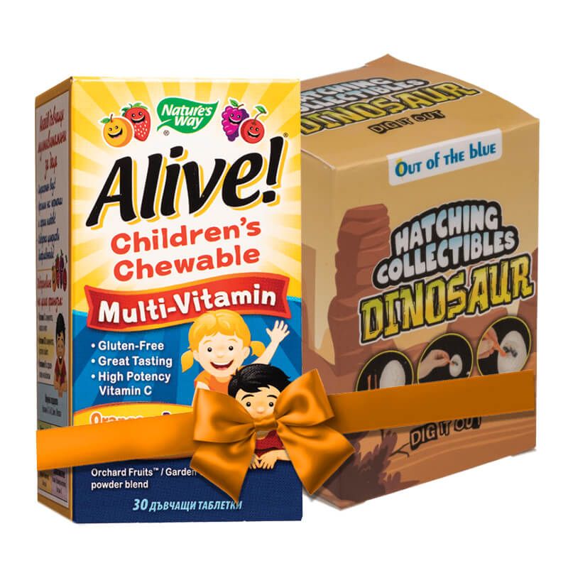 Nature's Way Alive Children's Chewable Multi-Vitamin Алайв мултивитамини за деца х 30 дъвчащи таблетки + Подарък Комплект