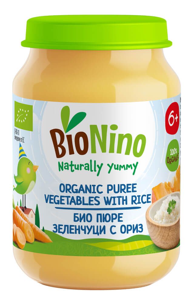 BioNino Био пюре ориз със зеленчуци 6М+ 190 г