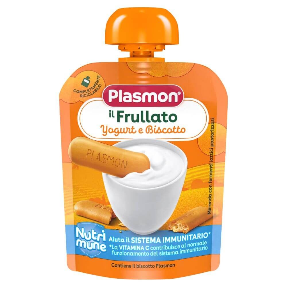 Plasmon Nutrimune Био плодова закуска йогурт и бишкоти 8М+ 85 г