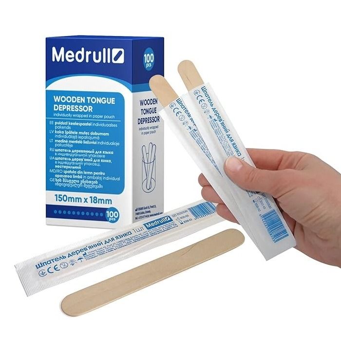 Medrull Дървена шпатула нестерилна х100 бр