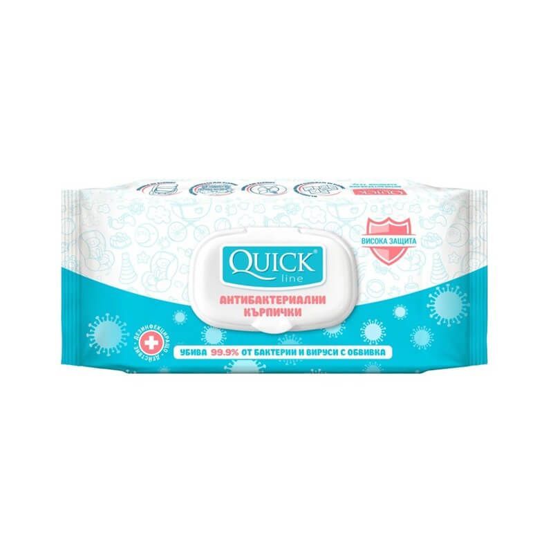 Quick Line Антибактериални мокри кърпи, плътни х15 бр