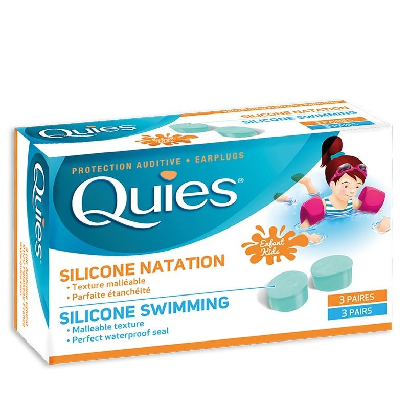 Quies Aqua Тапи за уши за плуване, силиконови, многократни, за деца х 6 бр