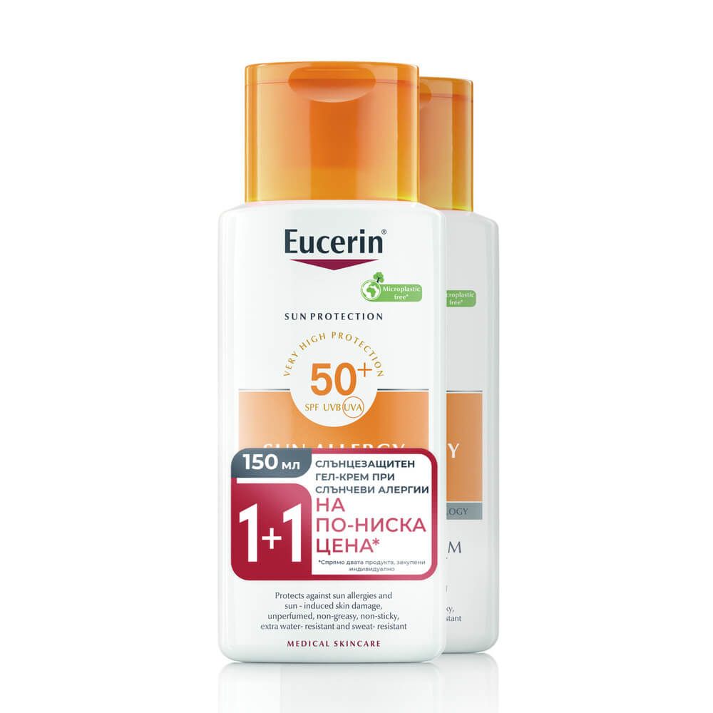Eucerin Sun Allergy Protect Слънцезащитен крем-гел против слънчеви алергии SPF50 2 х 150 мл Комплект
