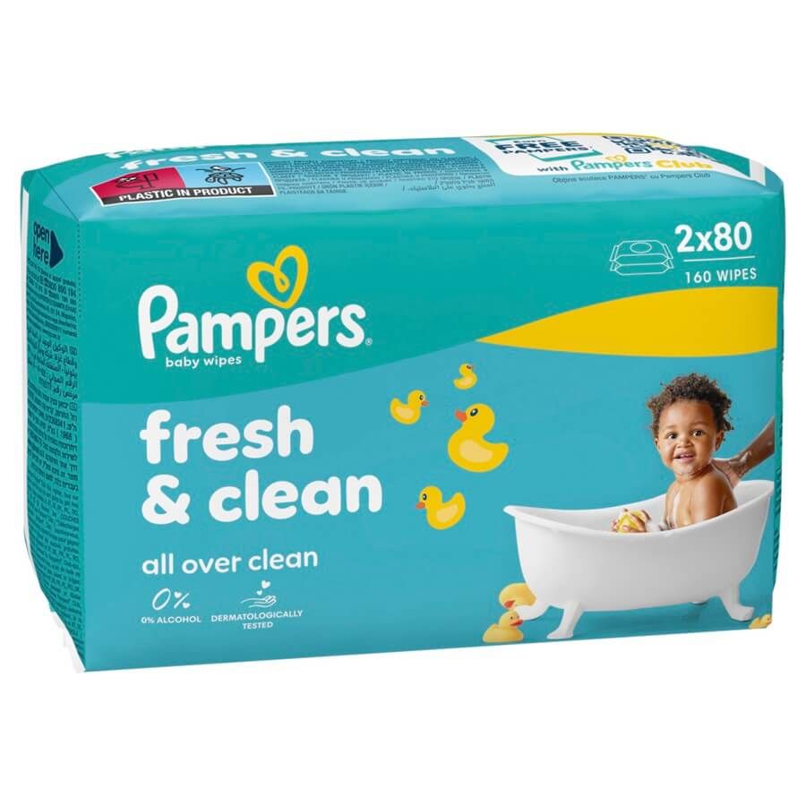 Pampers Fresh & Clean Baby Scent Бебешки мокри кърпички 2x80 бр