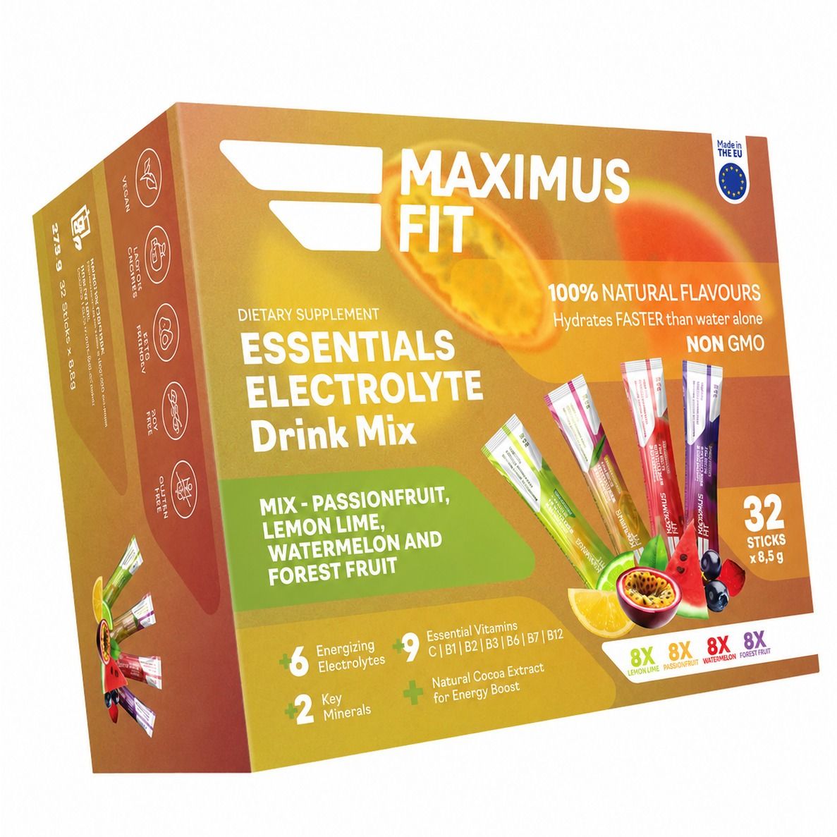 MaximusFit 4 Mix Електролити на прах с витамини и минерали 4 вкуса х 32 стика