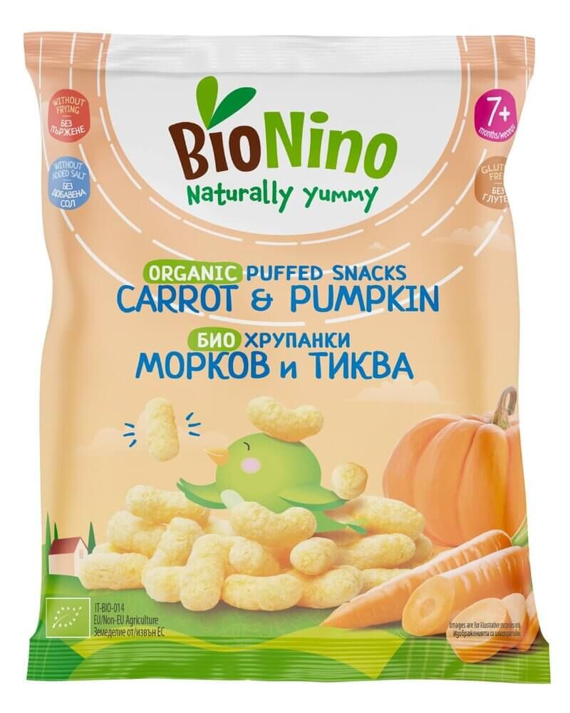 BioNino Био снакс с морков и тиква 7М+ 15 г