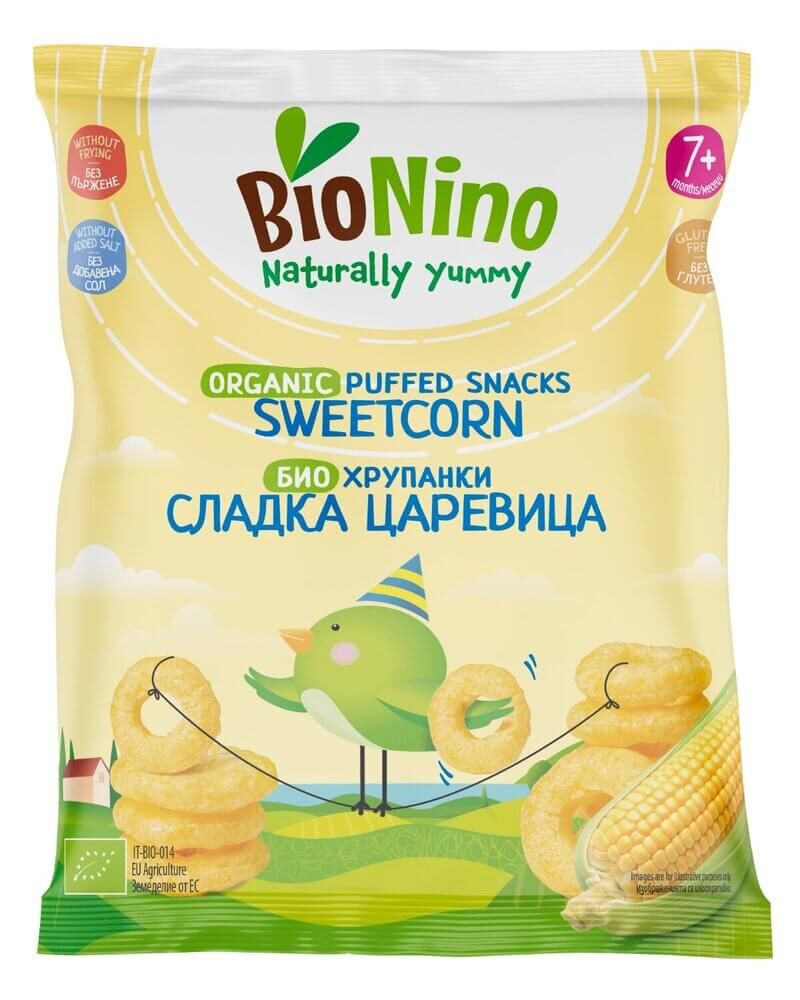 BioNino Био снакс със сладка царевица 7М+ 15 г