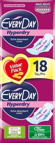 Everyday Hyperdry Maxi Night Ultra Plus Дамски превръзки х 18 бр