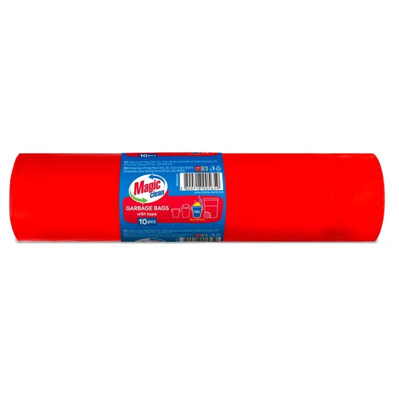 Magic Clean Торби за отпадъци с връзки 130 L х 10 броя