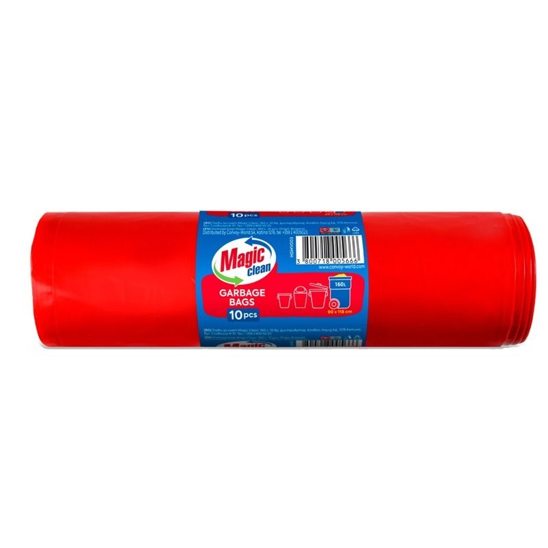 Magic Clean Торби за отпадъци с връзки 160 L х 10 броя