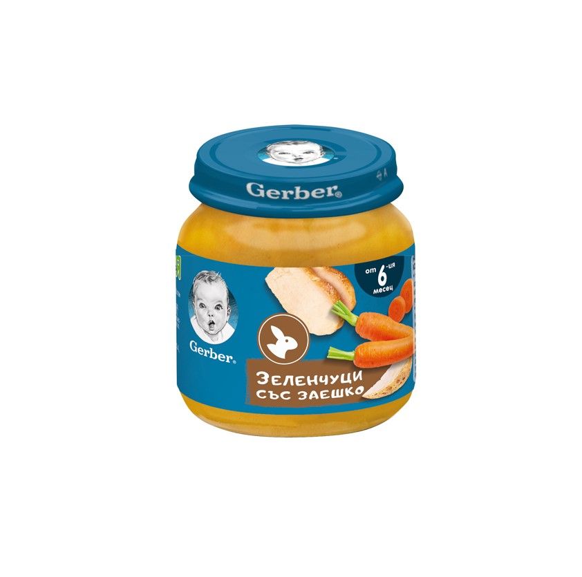 GERBER® Храна за бебета Зеленчуци със заешко пюре от 6-ия месец бурканче 125 гр