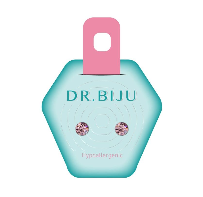 Dr. Biju Hypoallergenic LIGHT ROSE Хипоалергенни обеци с розови кристали DXI53C223