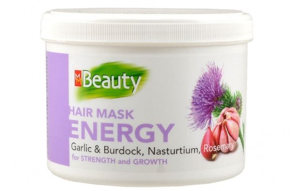 MM Beauty Маска за укрепване и стимулиране растежа на косата с екстракт от чесън, репей, латинка и розмарин 500 мл