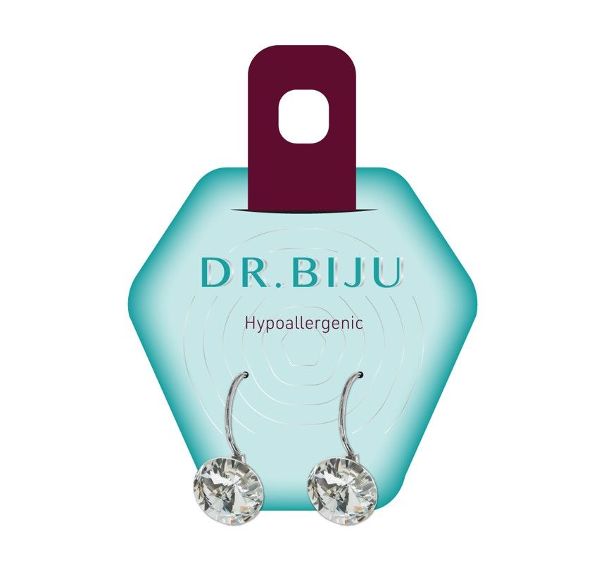 Dr. Biju Hypoallergenic Хипоалергенни обеци с висящи кръгли кристали DRP100C001