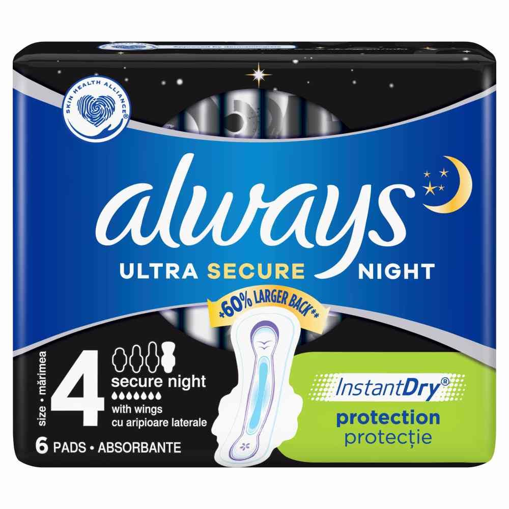 Always Ultra Secure Night Нощни дамски превръзки х 6 бр.