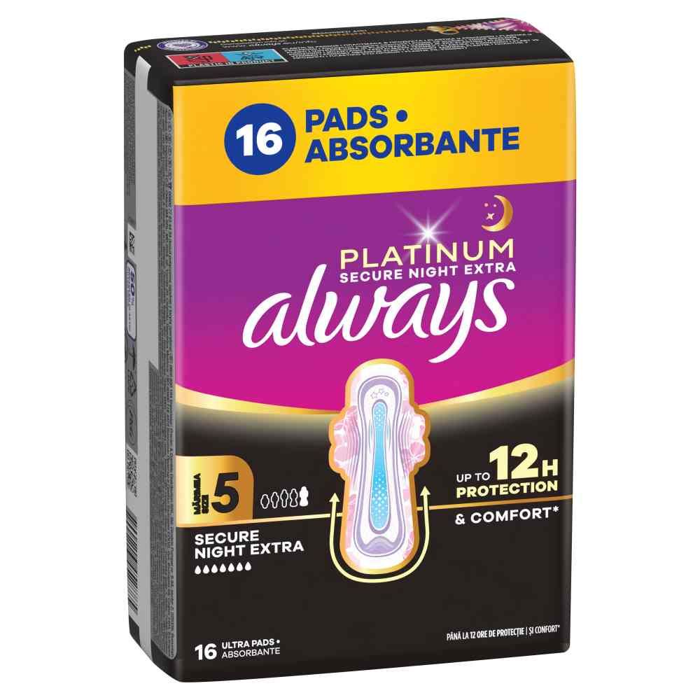 Always Platinum Secure Night Нощни дамски превръзки Размер 5 х 16 бр.