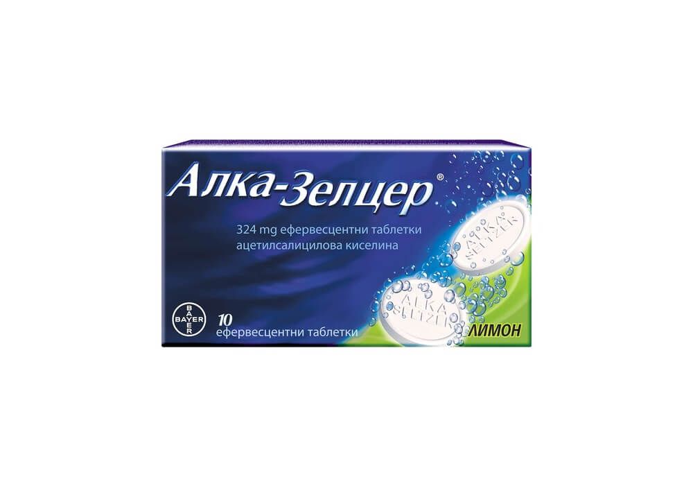 Алка-Зелцер при главоболие, махморлук и температура х 10 ефервесцентни таблетки Bayer