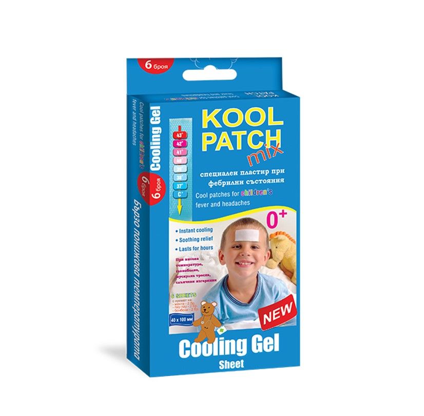Kool Patch Mix Лепенка с гел срещу висока температура и главоболие за деца 0M+ 4см/10см 6 бр