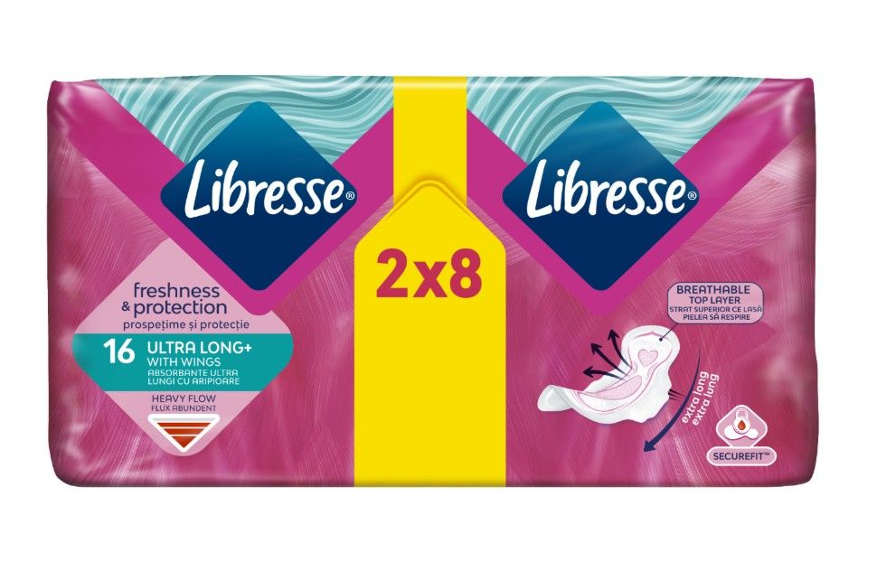 Libresse Freshness & Protection Ultra Long+ Дамски превръзки х 16 бр.