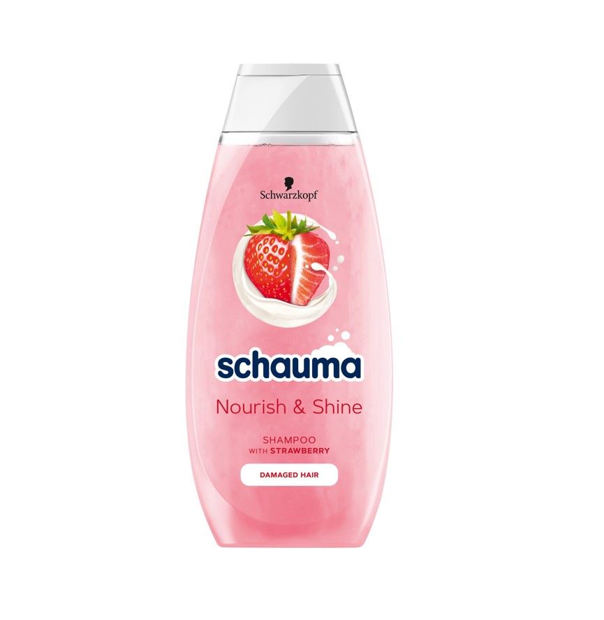 Schauma Nourish & Shine Възстановяващ шампоан за силно увредена коса с екстракт от ягода 400 мл
