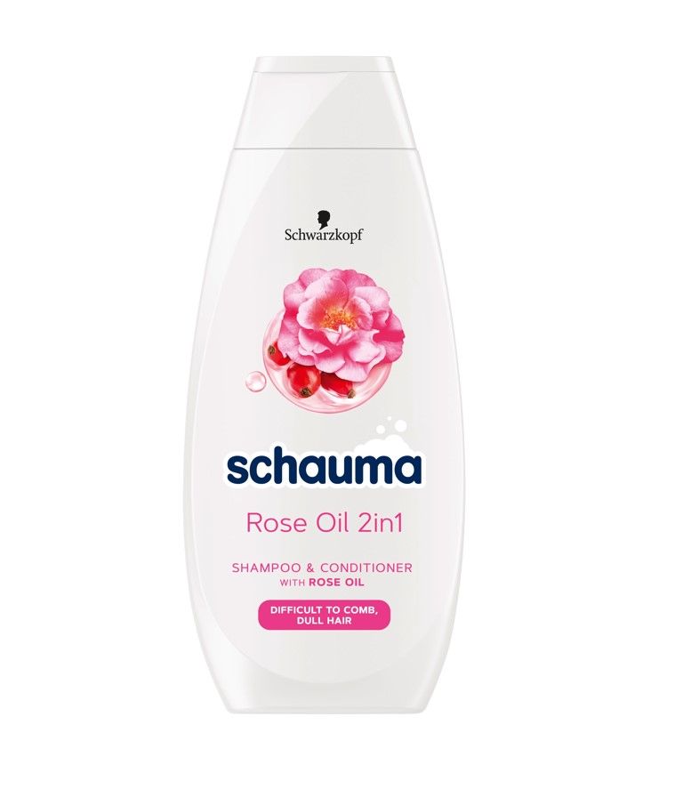 Schauma Rose Oil 2in1 Шампоан и балсам за трудна за разресване коса без блясък с розово масло 400 мл