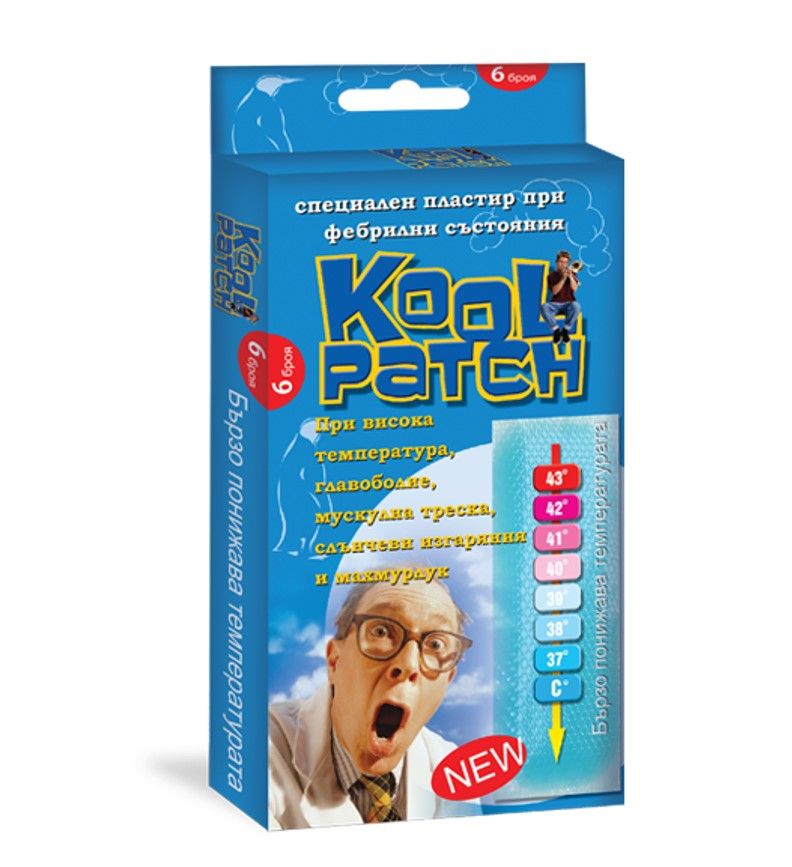 Kool Patch Лепенка с гел срещу висока температура, главоболие, махмурлук 5см/11см 6 бр