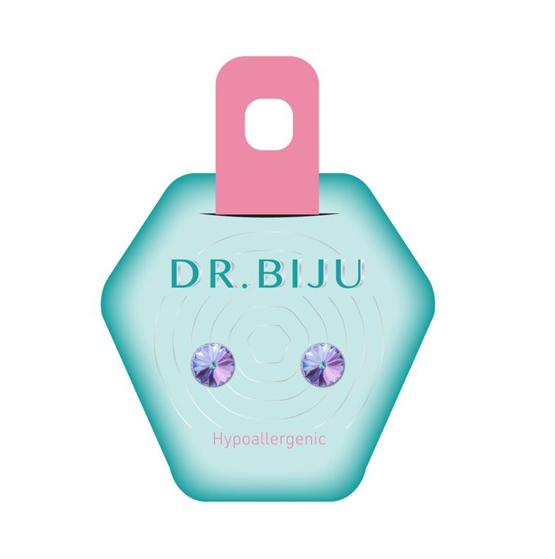 Dr. Biju Hypoallergenic Хипоалергенни обеци с лилави кристали DRI62C003