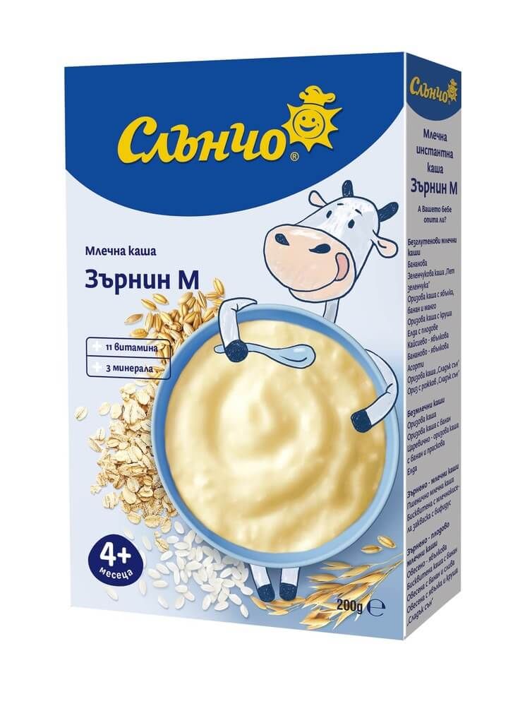Слънчо Млечна каша Зърнин М 11 витамина 4М+ 200 г