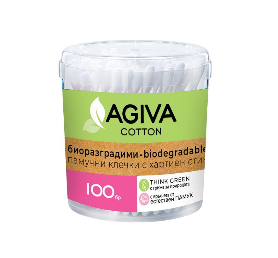 Agiva Cotton Биоразградими Клечки за уши кутия х100 бр