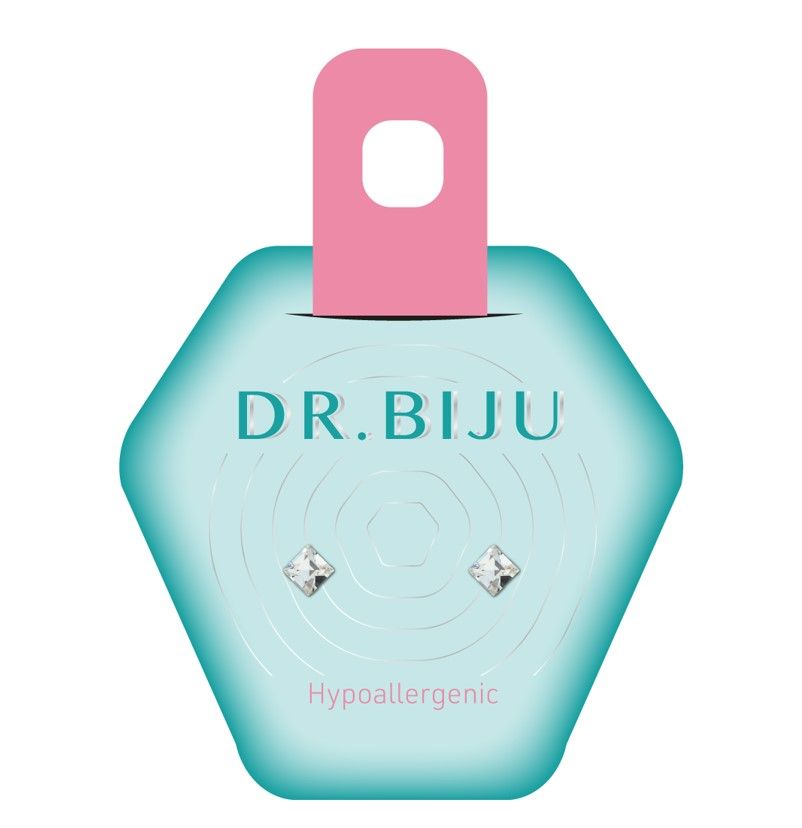 Dr. Biju Hypoallergenic Хипоалергенни обеци с квадратни кристали DSQ40C001