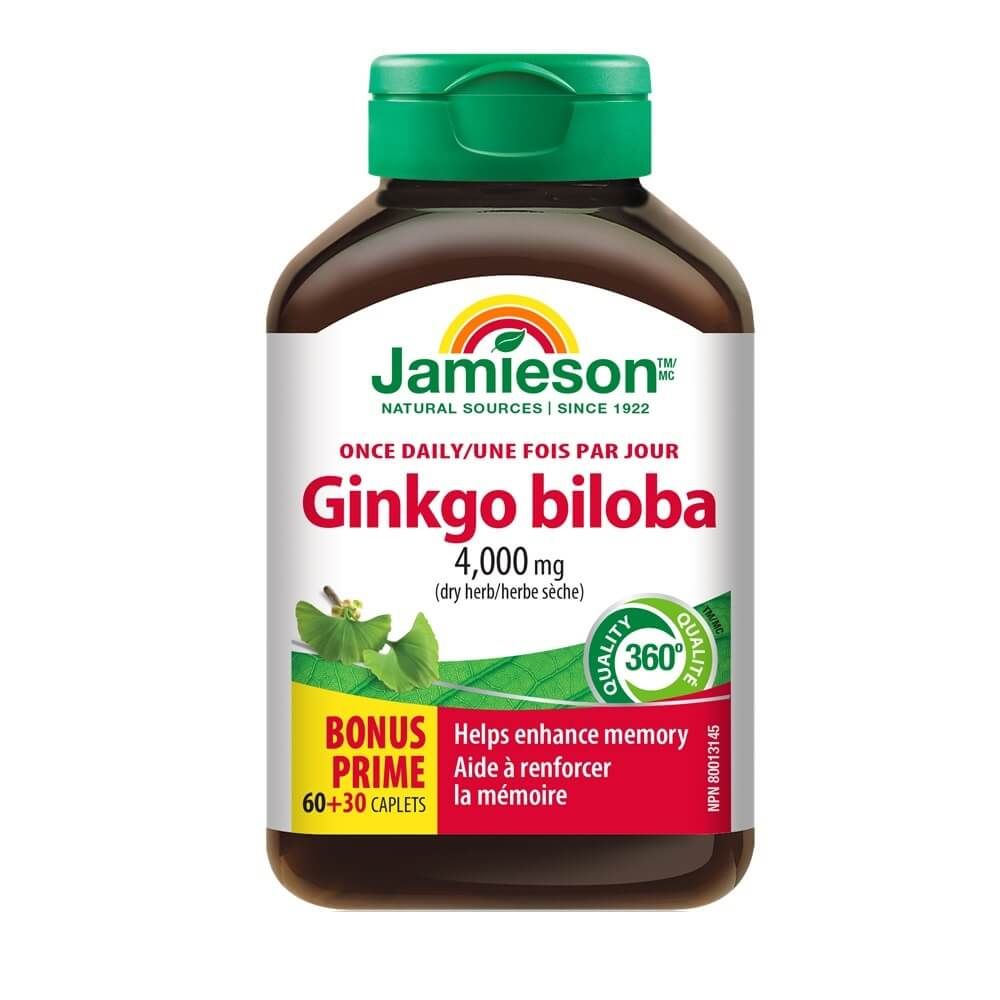 Jamieson Ginkgo Biloba Гинко Билоба 4000 mg x 60 + 30 таблетки