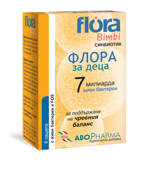 AboPharma Flora Bimbi 7 Синбиотик за деца за поддържане на чревния баланс 6 сашета