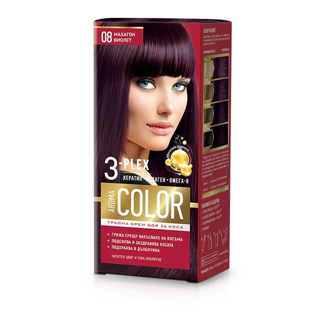 Color 3-Plex Трайна крем боя за коса Цвят №08 Махагон виолет