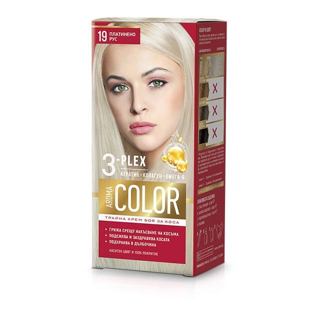 Color 3-Plex Трайна крем боя за коса Цвят № 19 Платинено рус