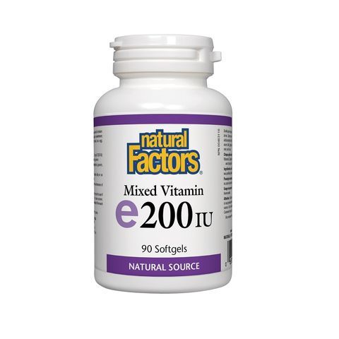 Natural Factors Mixed Vitamin E 200 IU Токофероли микс - естествена форма на витамин Е 100 мг х 90 капсули