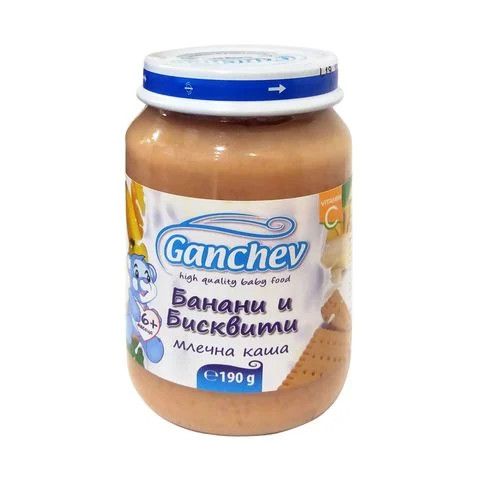 Ganchev Млечна каша с банани и бисквити 4М+ 190 гр