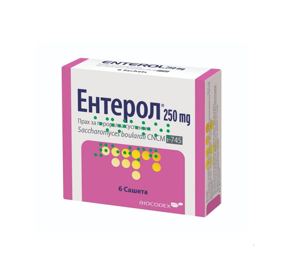 Ентерол при остра инфекциозна диария 250 мг x 6 сашета Biocodex
