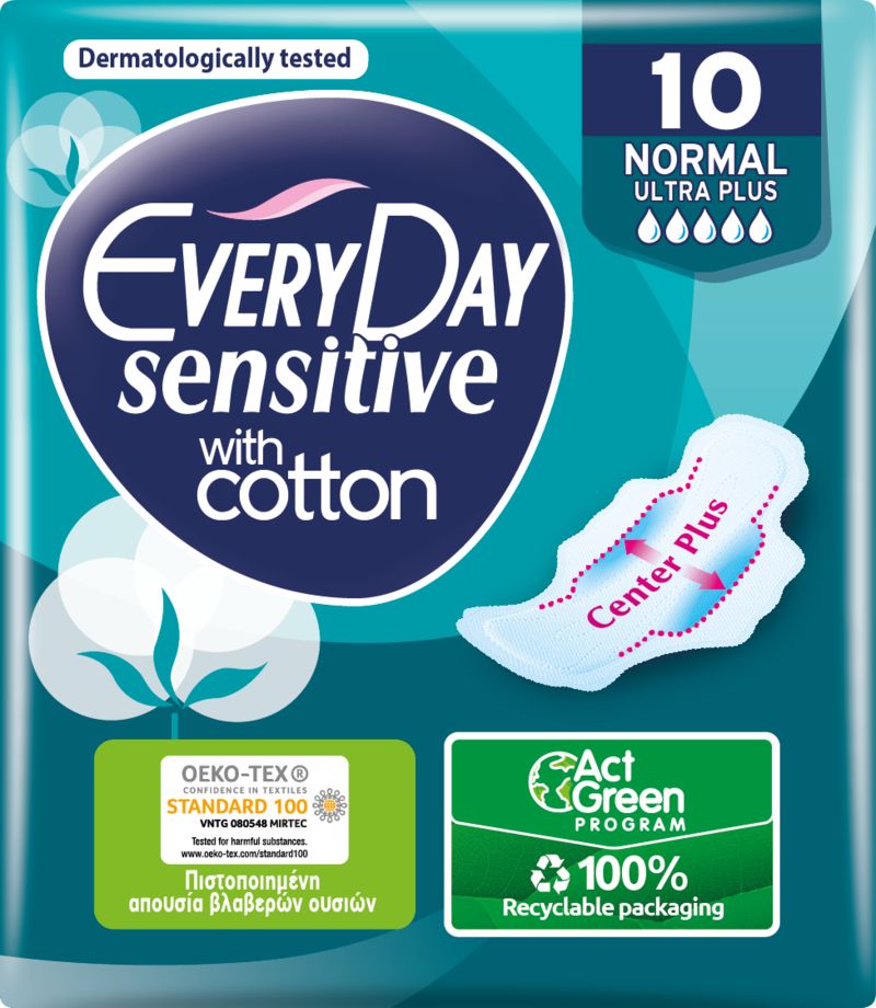 Everyday Sensitive Normal Ultra Plus Дамски превръзки с крилца 10 бр