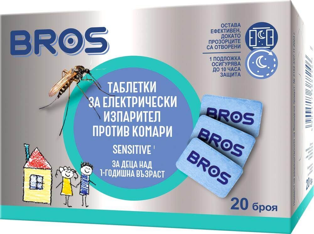 Bros Sensitive Таблетки за електрически изпарител против комари за деца х 20 бр