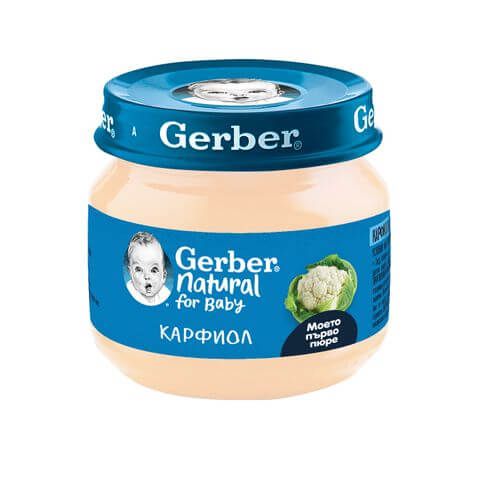 GERBER® Храна за бебета Карфиол пюре Моето първо пюре бурканче 80 гр